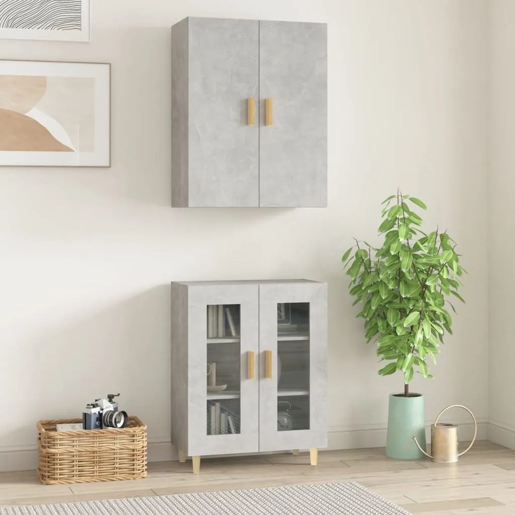 vidaXL Ντουλάπι Γκρι Σκυροδέματος 69,5x34x180 εκ. Επεξεργασμένο Ξύλο