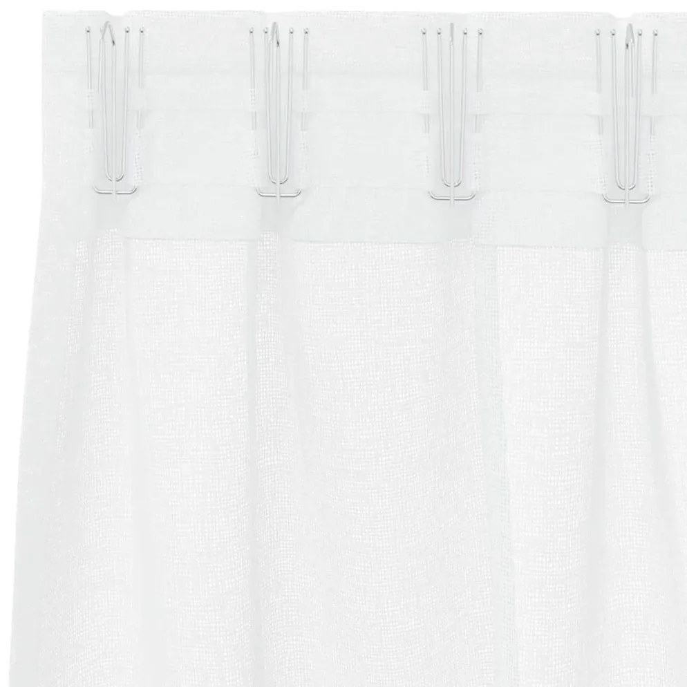vidaXL Κουρτίνες με κουρτίνες 2 pcs Λευκό 140x175cm Πολυεστέρας