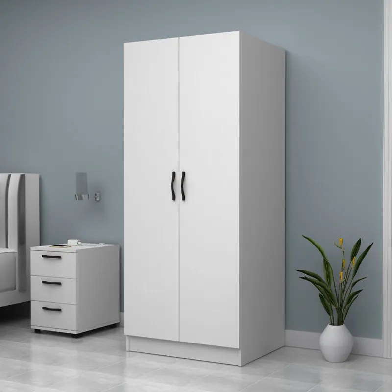 Ντουλάπα ρούχων Vivian Megapap δίφυλλη χρώμα λευκό 80x51,8x181εκ.