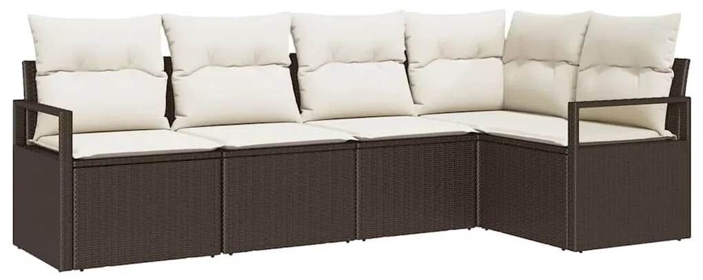 vidaXL Σετ Καναπέ Κήπου 5 pcs Καφέ Πολυ ράταν