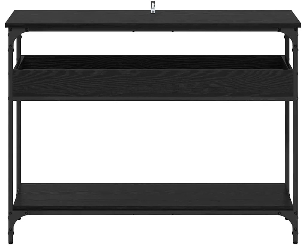 vidaXL Τραπέζι κονσόλας με ράφι Μαύρη δρυς 100 x 29 x 75 εκ.