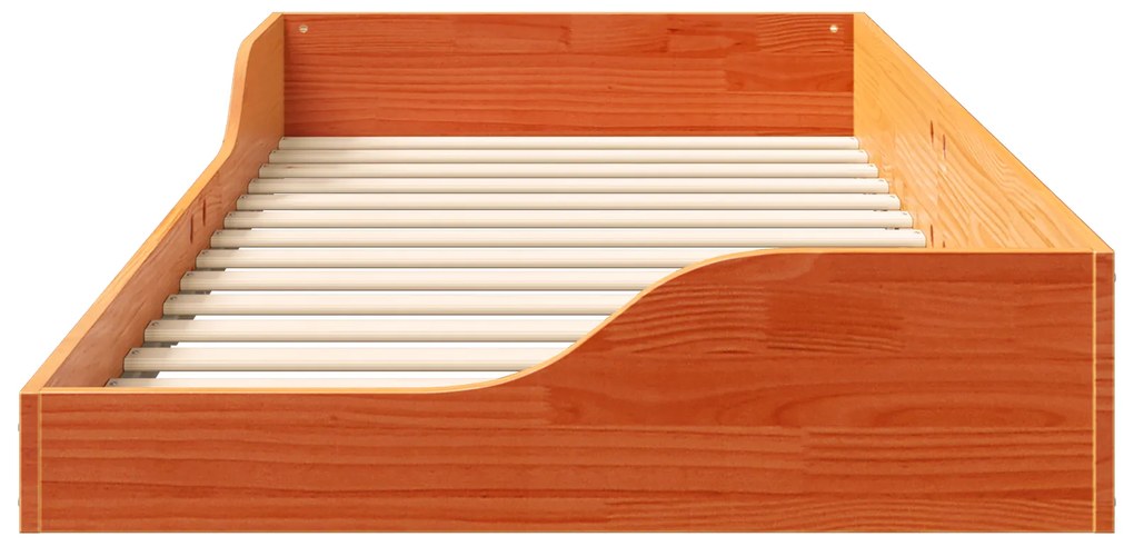 vidaXL Κρεβάτι δαπέδου Καφέ κεριού 80 x 210 cm Στερεό Ξύλο