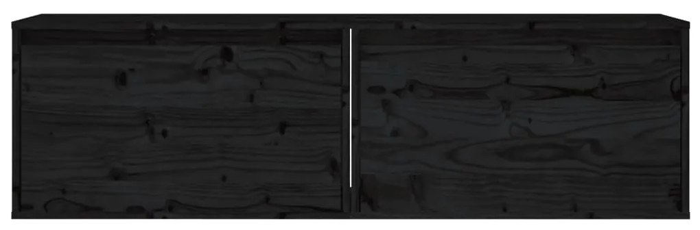 vidaXL Ντουλάπια Τοίχου 2 τεμ. Μαύρα 60x30x35 εκ από Μασίφ Ξύλο Πεύκου