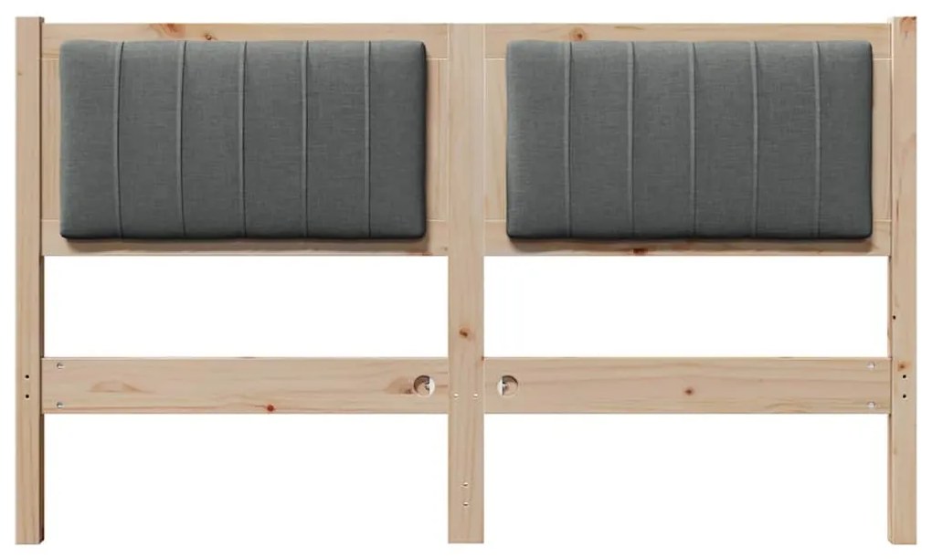 vidaXL Ταπετσαρισμένο κεφαλάρι Καφέ 135 cm Στερεά ξυλεία πεύκου