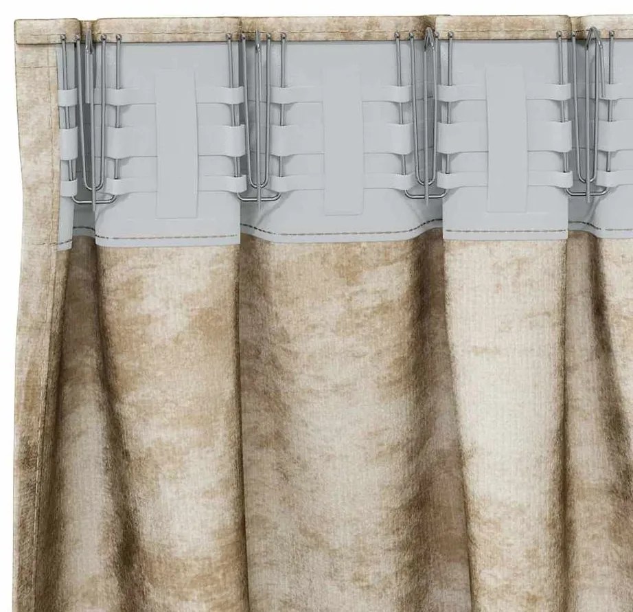 vidaXL Κουρτίνα με κουρτίνες 2 pcs Κρεμ 140 x 140 cm Βελούδο