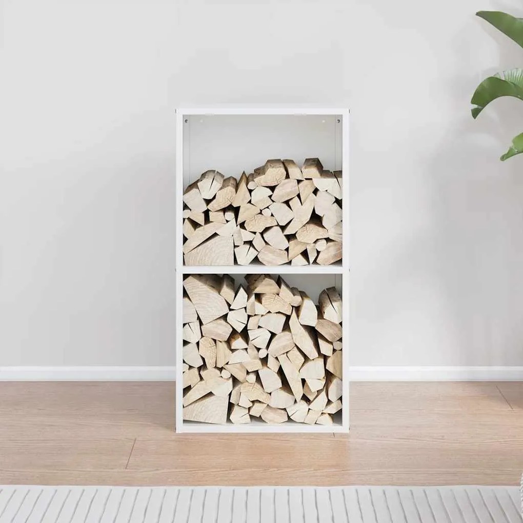 vidaXL Ράφι Καυσόξυλων Λευκό 40x30x75 εκ. Χάλυβας ψυχρής έλασης