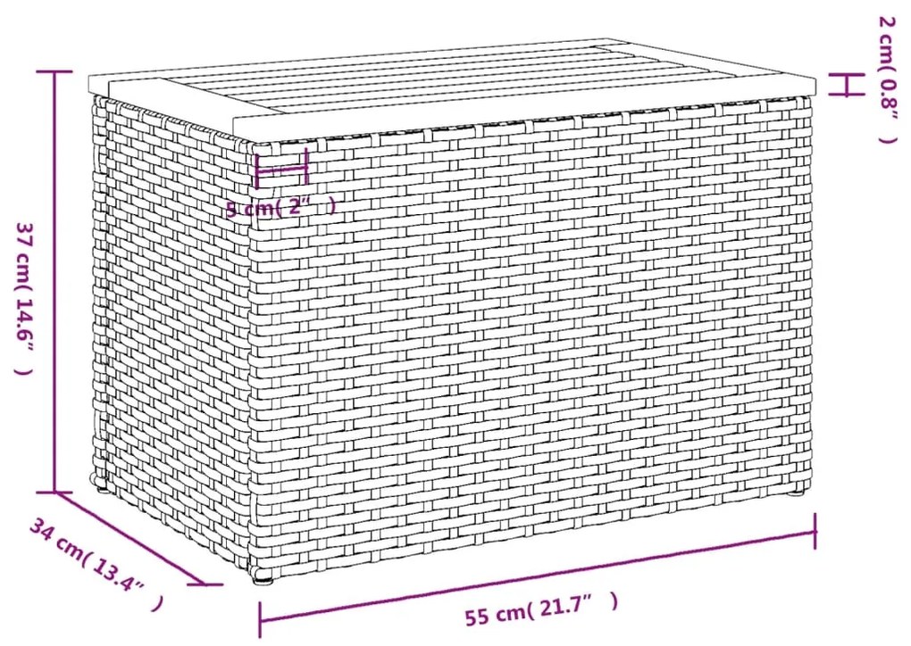 Τραπεζάκια Κήπου 2 τεμ. Μπεζ 55x34x37εκ. Συνθ.Ρατάν/Μασίφ Ξύλο - Μπεζ