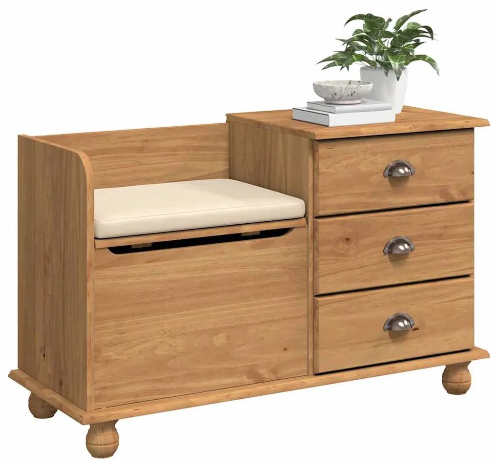 vidaXL Παγκάκι με αποθήκευση με συρτάρι ASKIM Καφέ 100 x 39 x 62 εκ