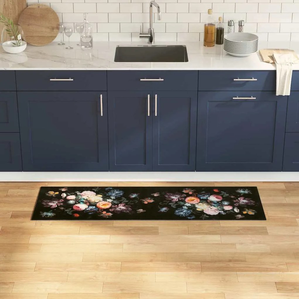vidaXL Χαλί Κουζίνας Floral Λουλούδια 45 x 150 cm Βελούδο