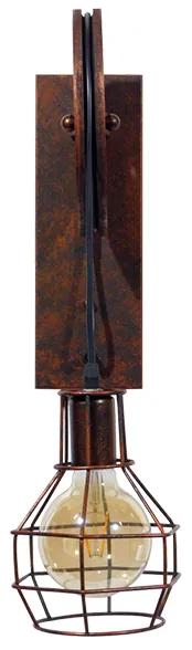 GloboStar® RYDON 01216 Vintage Industrial Φωτιστικό Τοίχου Απλίκα Μονόφωτο Καφέ Σκουριά Μεταλλικό Πλέγμα Φ15 x Μ24 x Π15 x Υ70cm