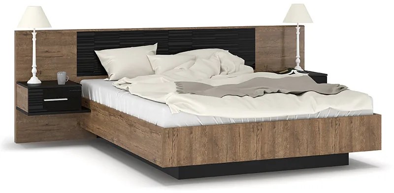 Κρεβάτι Romilly  μαύρο gloss-καρυδί 160x200εκ - ΚΩΔ:173-000012