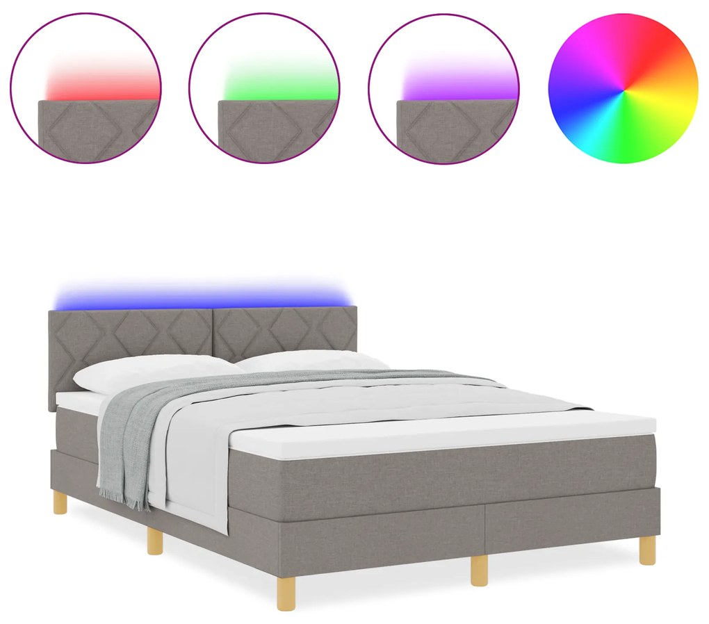 vidaXL Κρεβάτι με βυθίσμα και Στρώμα & LED Καφέ 160x200 εκ. Ύφασμα