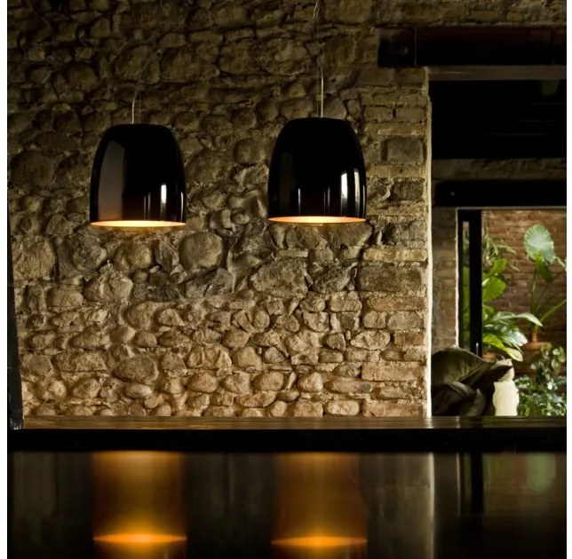 Κρεμαστό Φωτιστικό Οροφής LED 8,5W Dimmer Χειροποίητο Φυσητό Γυαλί Φ36cm Notte S5 Prandina-1623001910159-Μαύρο-Χρυσό 1623001910159