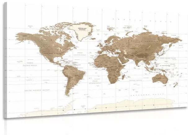 Εικόνα πανέμορφο vintage παγκόσμιο χάρτη με λευκό φόντο