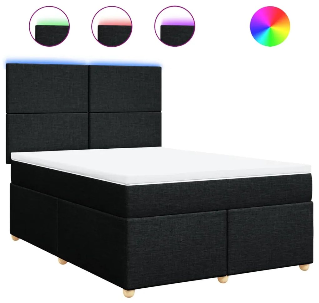 vidaXL Κρεβάτι Boxspring με Στρώμα Μαύρο 160x200 εκ. Υφασμάτινο