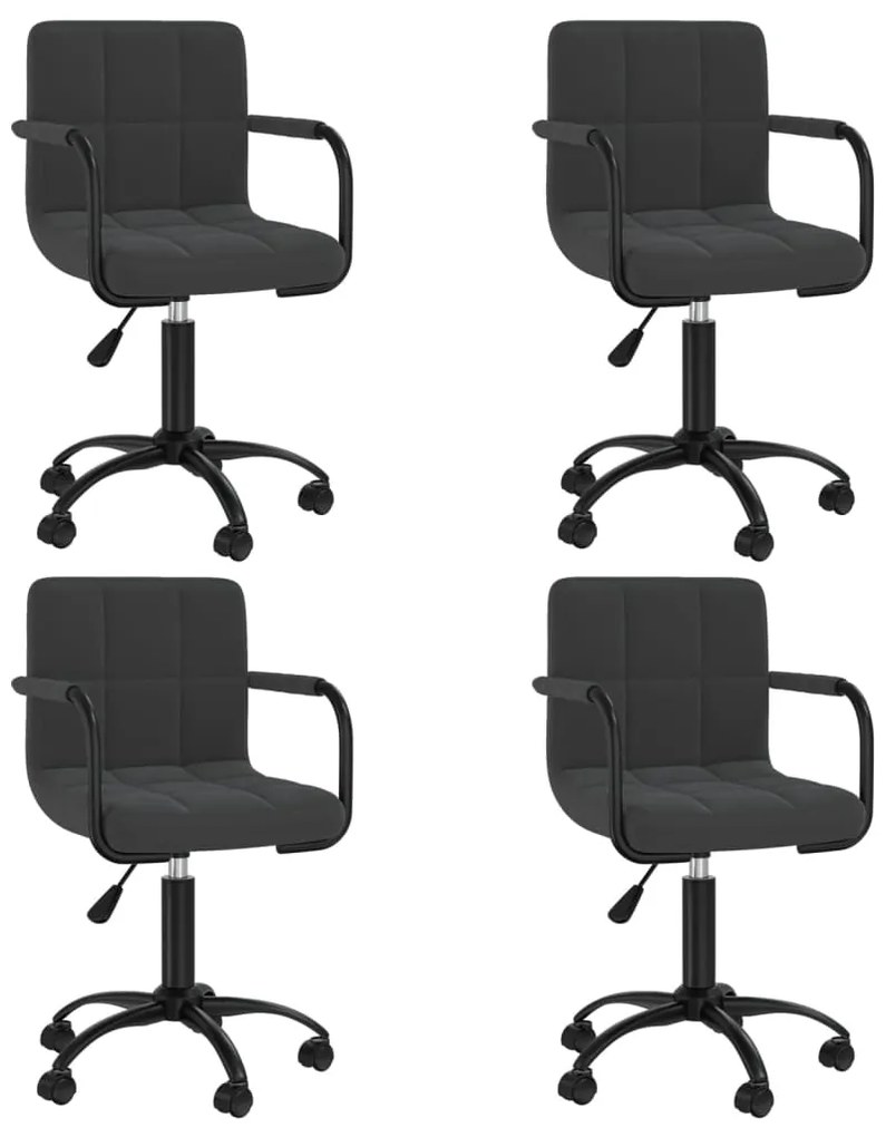 vidaXL Καρέκλες Τραπεζαρίας Περιστρεφόμενες 4 τεμ. Μαύρες Βελούδινες