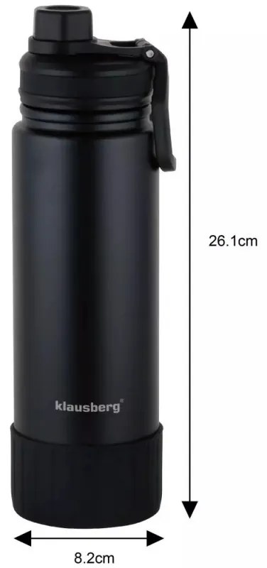 Μπουκάλι θερμός Klausberg KB 7637, 720 ml, Διπλά τοιχώματα, Ατσάλι, Μαύρο