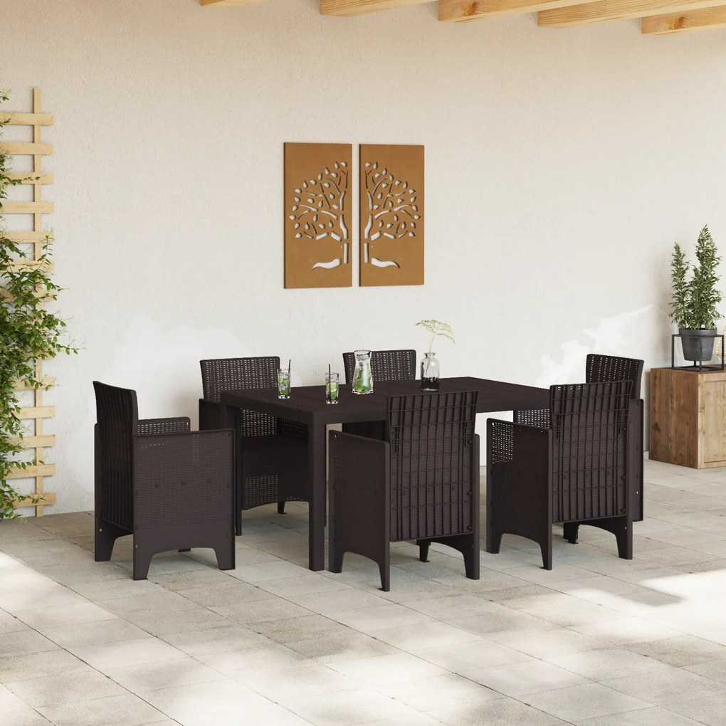 vidaXL Τραπέζι Κήπου Καφέ 150x100x73 εκ. Πολυ Ράτταν