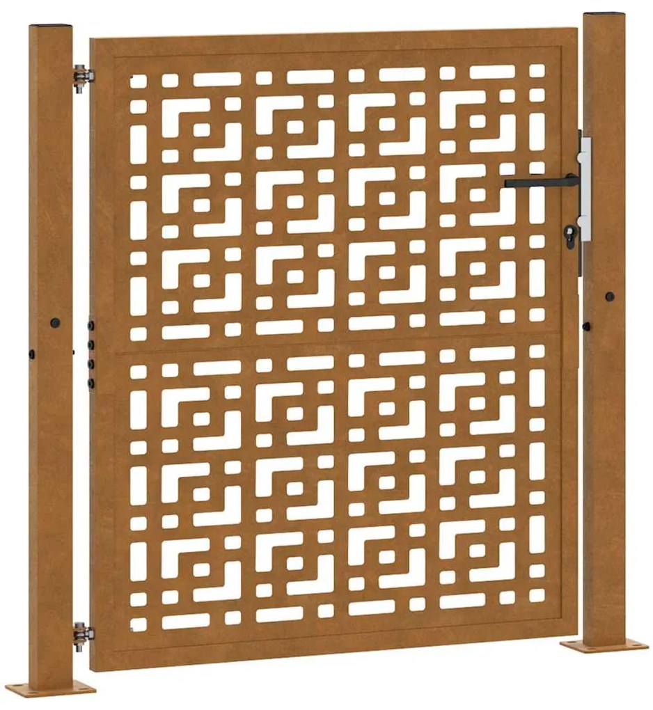 vidaXL Πύλη κήπου 105x105 cm Σταυρός σχεδιασμού από διαβρωμένο χάλυβα
