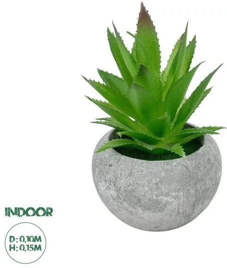 Artificial Garden SUCCULENT ALOE POTTED PLANT 21037 Διακοσμητικό Φυτό Αλόη Φ10 x Υ15cm Globostar 21037