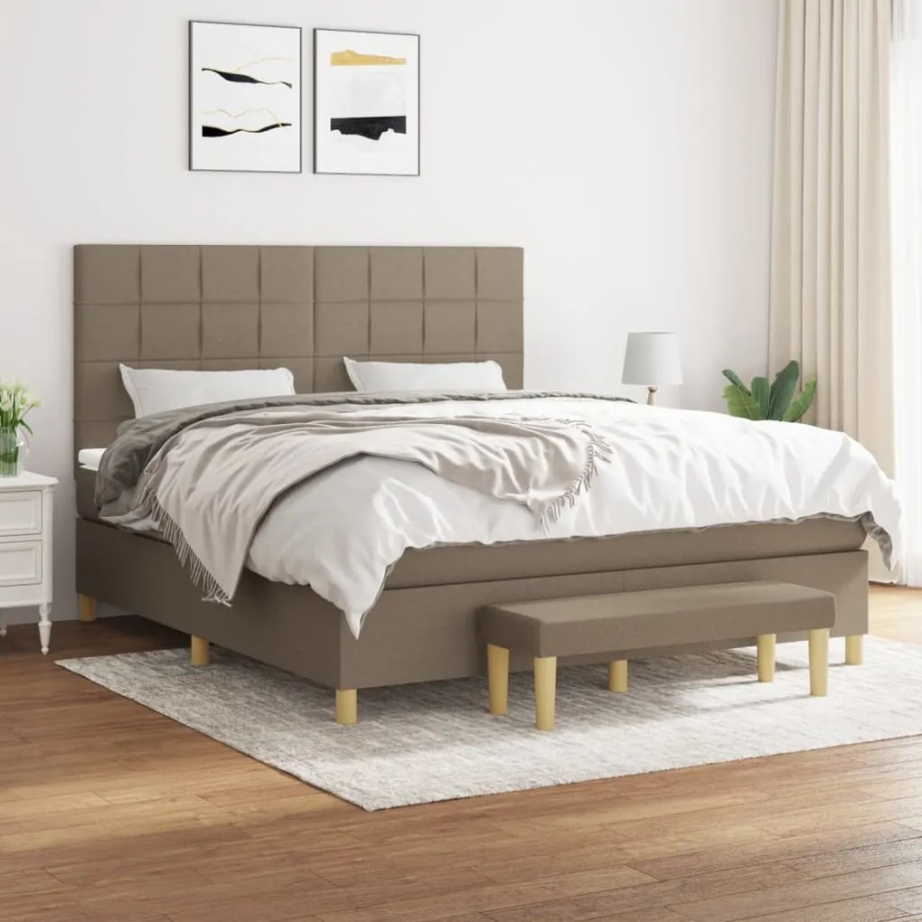 Κρεβάτι Boxspring με Στρώμα Taupe 180x200 εκ. Υφασμάτινο