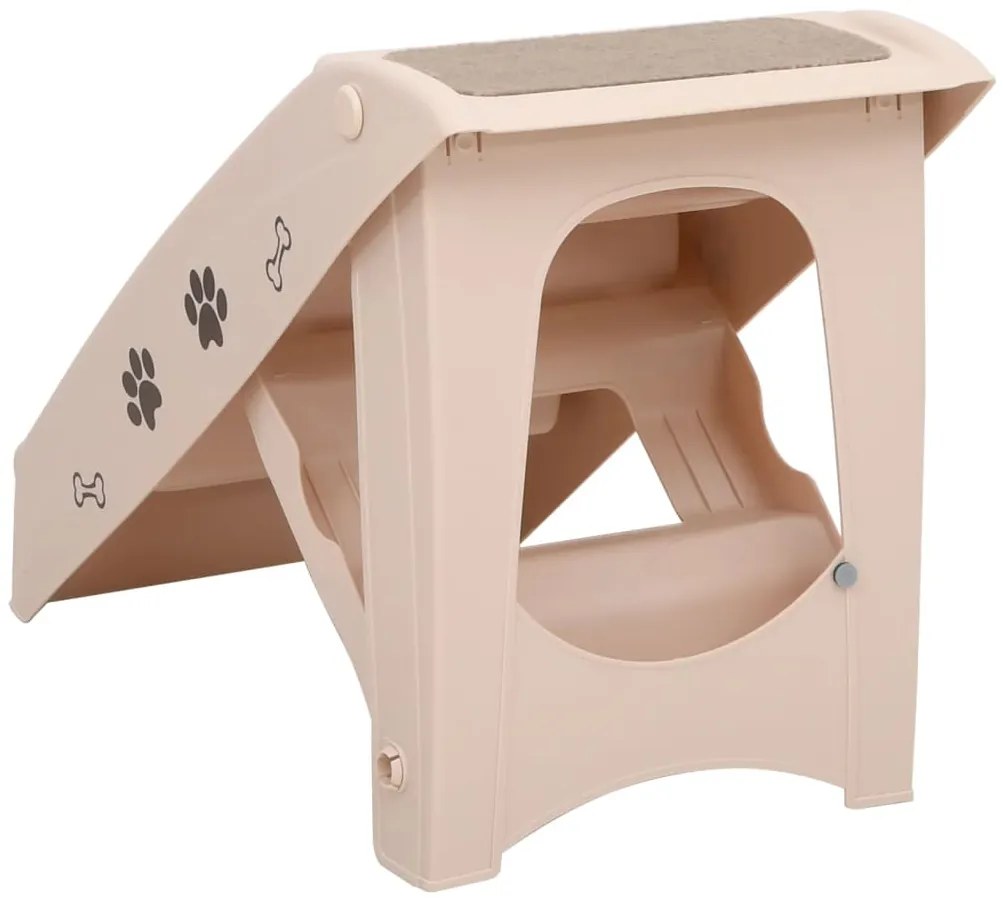 vidaXL Σκαλάκια για Σκύλους Πτυσσόμενα Κρεμ 62 x 40 x 49,5 εκ.