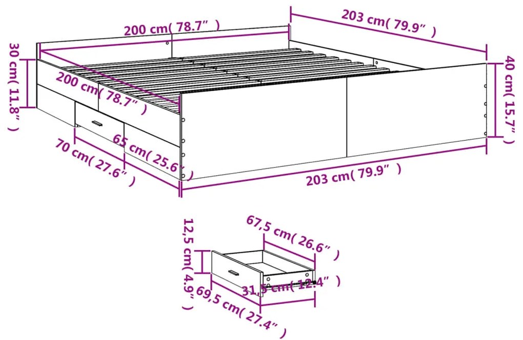 ΠΛΑΙΣΙΟ ΚΡΕΒΑΤΙΟΥ ΜΕ ΣΥΡΤΑΡΙΑ ΓΚΡΙ SONOMA 200X200ΕΚ. ΕΠΕΞ. ΞΥΛΟ 3280270