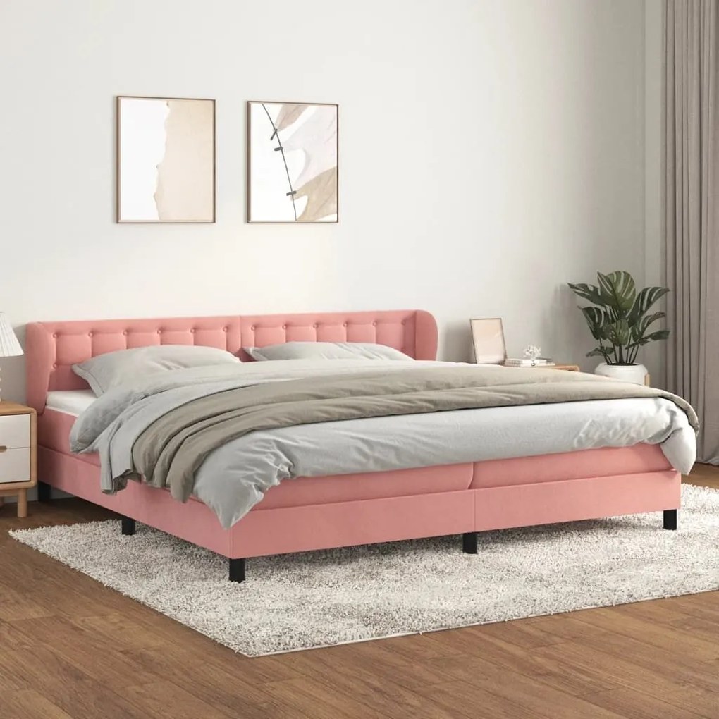 ΚΡΕΒΑΤΙ BOXSPRING ΜΕ ΣΤΡΩΜΑ ΡΟΖ 200X200 ΕΚ. ΒΕΛΟΥΔΙΝΟ 3127756