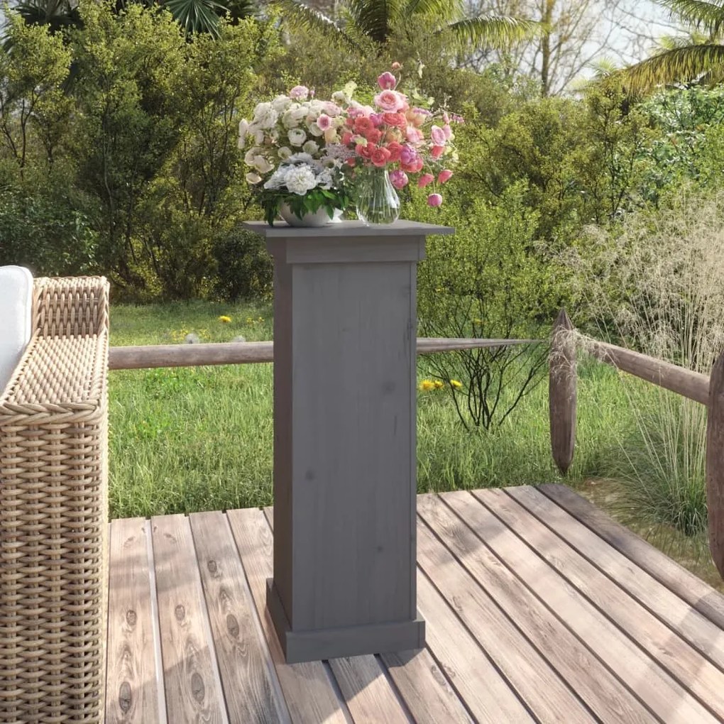 vidaXL Βάση Λουλουδιών Γκρι 40x40x90 εκ. από Μασίφ Ξύλο Πεύκου
