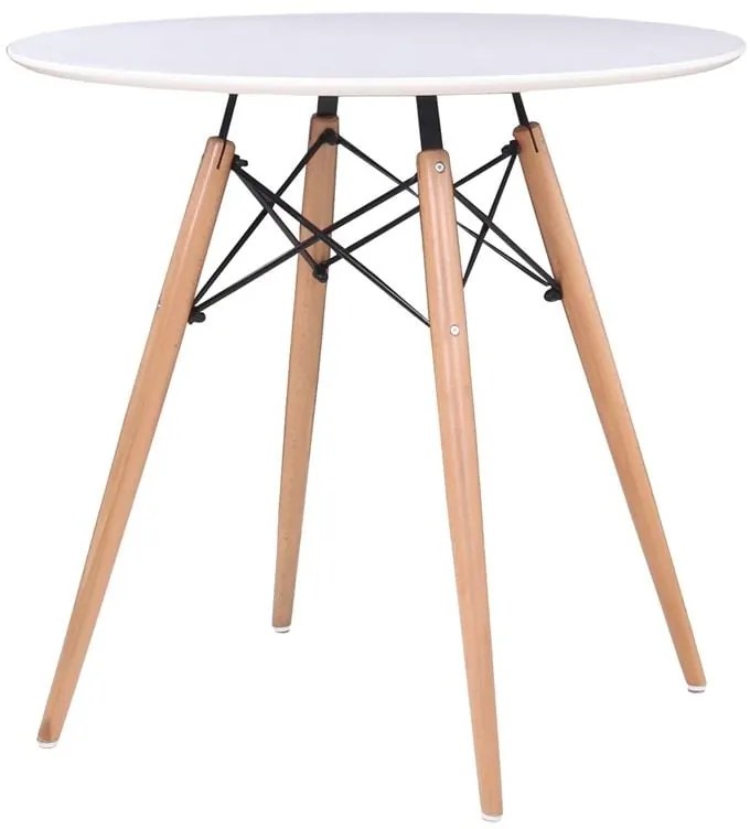 ART Wood Τραπέζι, Πόδια Οξιά Φυσικό, Επιφάνεια MDF Άσπρο