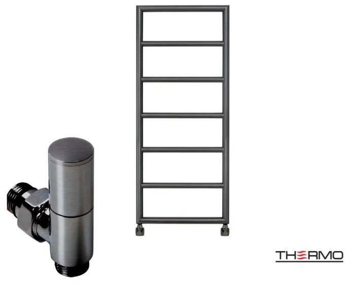 Thermo TEMPO Θερμαινόμενη πετσετοκρεμάστρα από ανοξείδωτο χάλυβα με υδραυλική λειτουργία, 120x50cm Black Brushed PVD