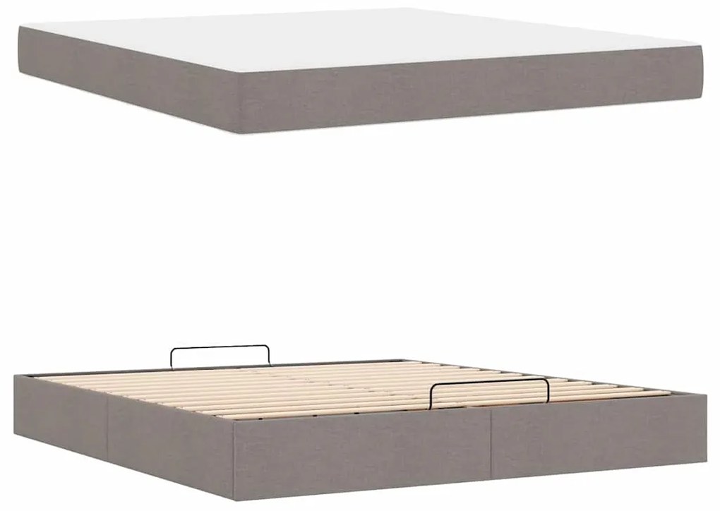 vidaXL Σκελετός κρεβατιού με στρώμα με στρώμα 2 pcs Taupe ύφασμα