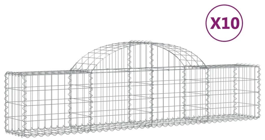 vidaXL Συρματοκιβώτια Τοξωτά 10 τεμ. 200x30x40/60 εκ. Γαλβαν. Ατσάλι