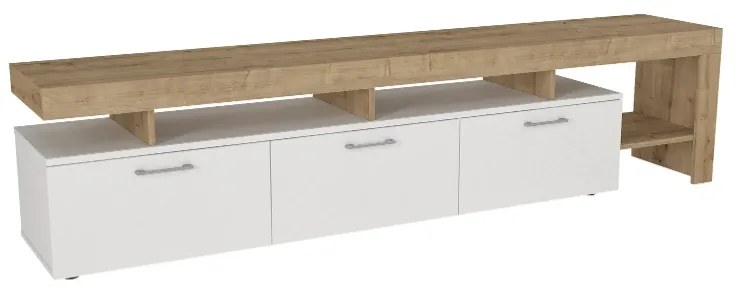 Έπιπλο τηλεόρασης Acnes Megapap χρώμα λευκό - sapphire oak 220x40x52εκ. - GP042-0243,3