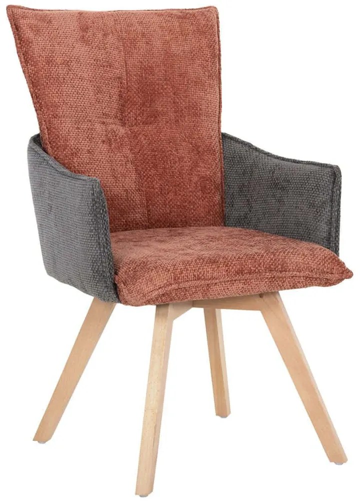 Πολυθρόνα Rex HM9847.06 53x60x93cm Terracotta-Grey Wood, Fabric