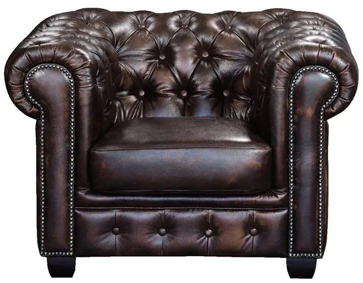 WOODWELL Ε9574,1CHESTERFIELD Birmingham Πολυθρόνα Σαλονιού Καθιστικού,Δέρμα Απόχρωση Καφέ 103x92x72cm Ε9574,1