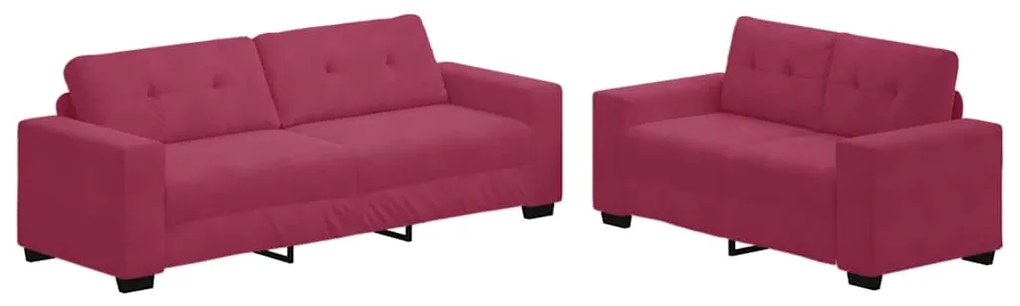 vidaXL Σετ Καναπέ 2 pcs Μπορντό 221 x 78 x 80 εκ Βελούδο