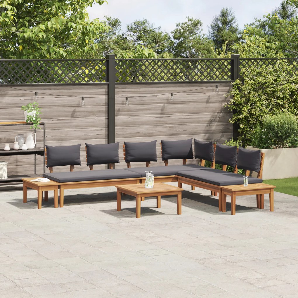 vidaXL Σετ Παγκάκι Κήπου 3 pcs Καφέ, Γκρί Πολυ rattan, βαμμένο ατσάλι