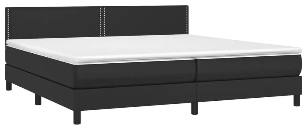 Κρεβάτι Boxspring με Στρώμα &amp; LED Μαύρο 200x200 εκ. Συνθ. Δέρμα - Μαύρο
