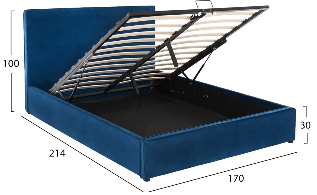 ΚΡΕΒΑΤΙ ALLIE HM584.18 160Χ200 ΜΕ ΑΠΟΘΗΚΕΥΤΙΚΟ ΧΩΡΟ-ΜΠΛΕ ΒΕΛΟΥΔΟ