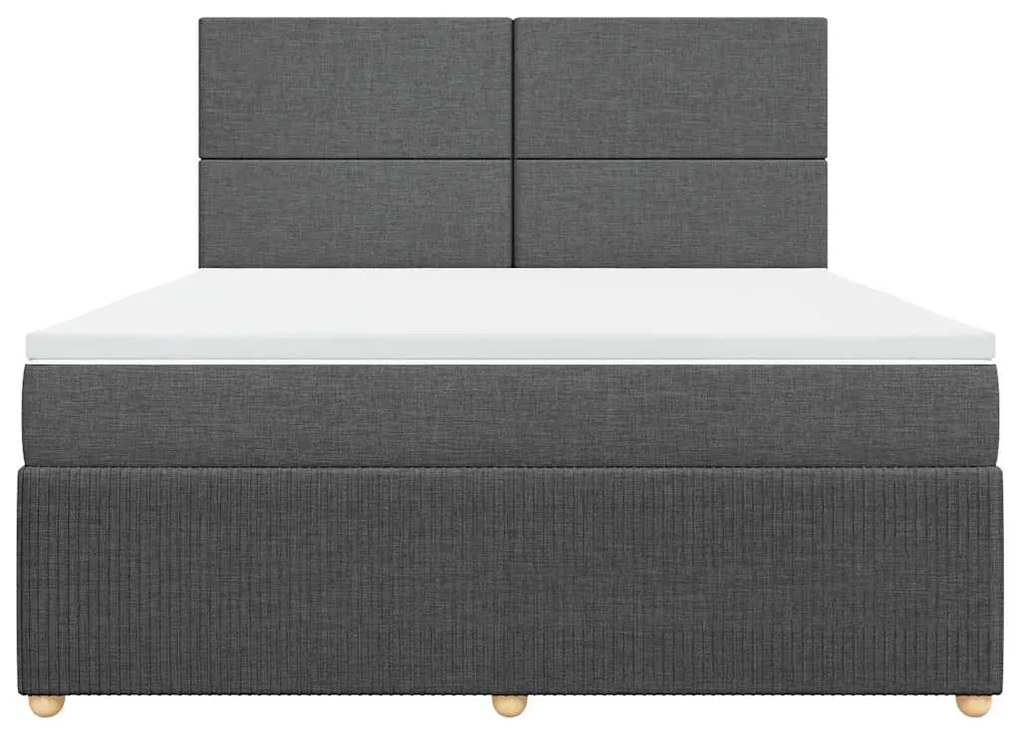 vidaXL Κρεβάτι Boxspring με Στρώμα Σκούρο Γκρι 180x200 εκ Υφασμάτιν
