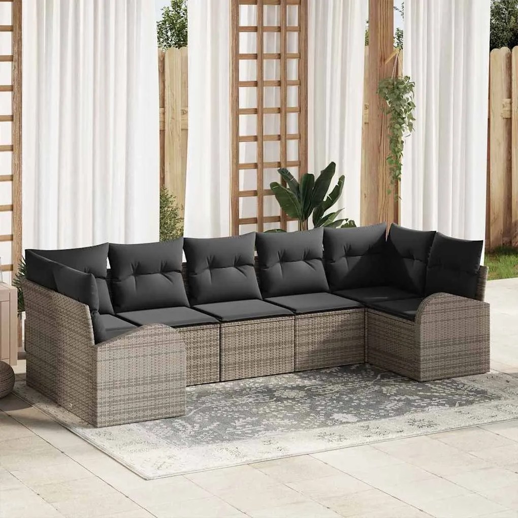 vidaXL Σετ Καναπέ Κήπου 7 pcs Γκρι Πολυ ράταν