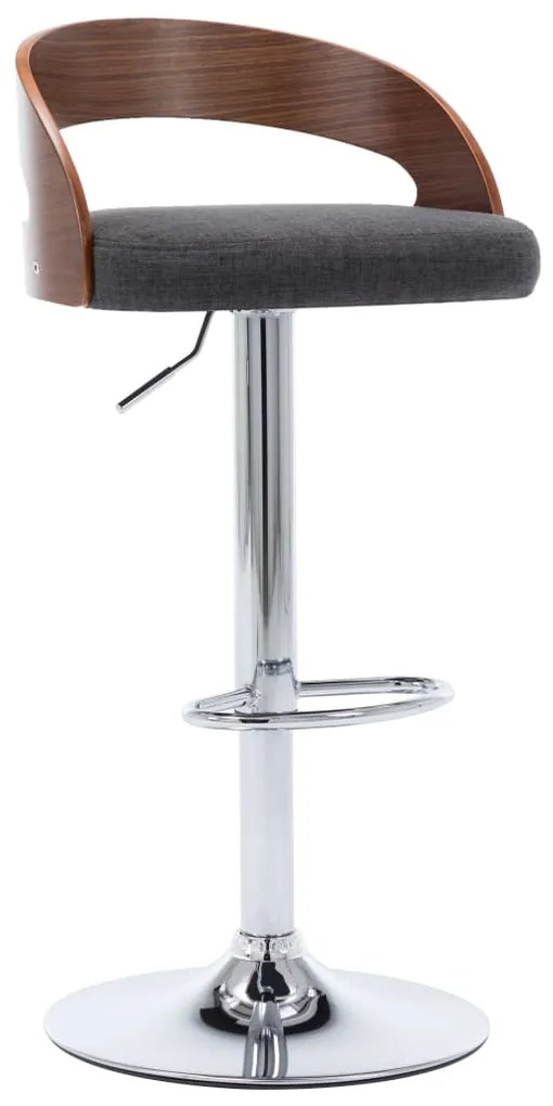 vidaXL Σκαμπό Μπαρ 2 τεμ. Σκούρο Γκρι Ύφασμα / Λυγισμένο Ξύλο