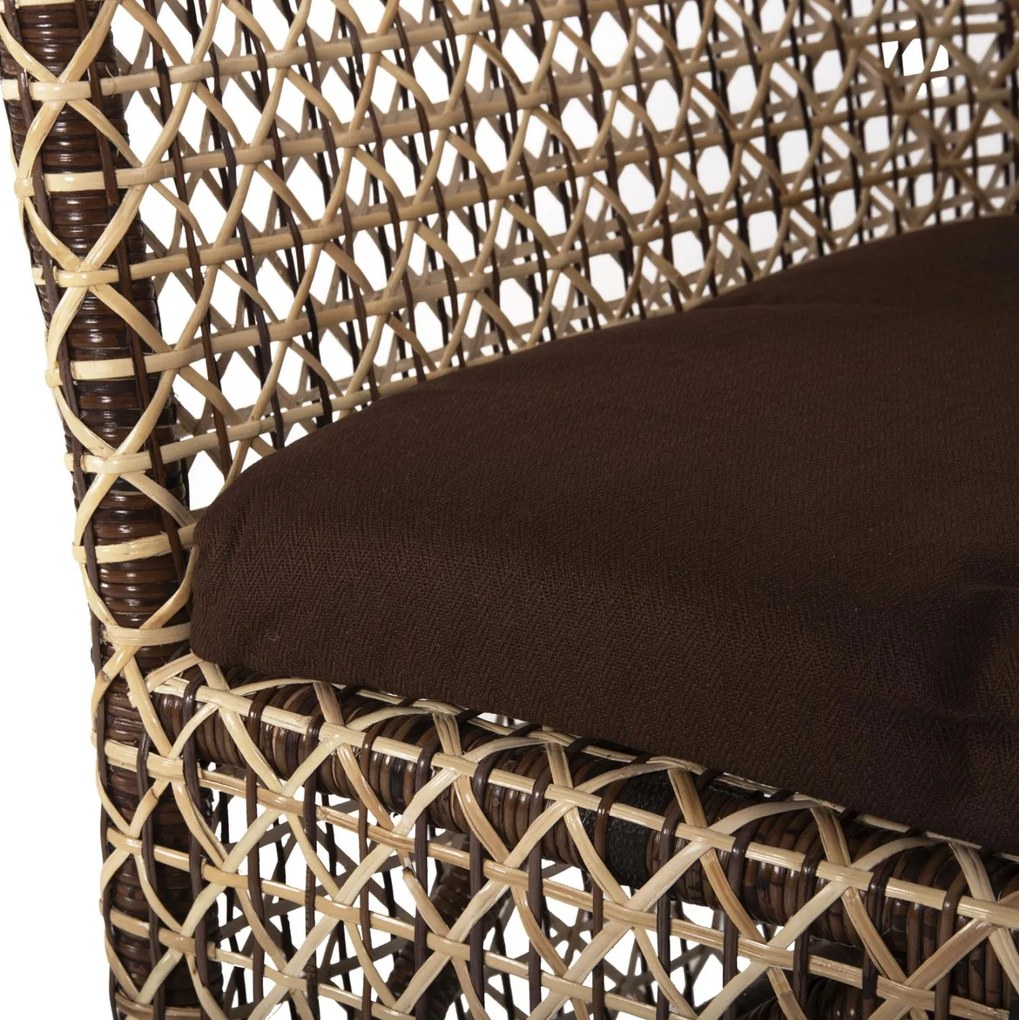 Καρέκλα - Πολυθρόνα SILMAR C6111 Καφέ - Φυσικό Rattan με Μαξιλάρια 82x76x85Υεκ. 82x76x85 εκ.