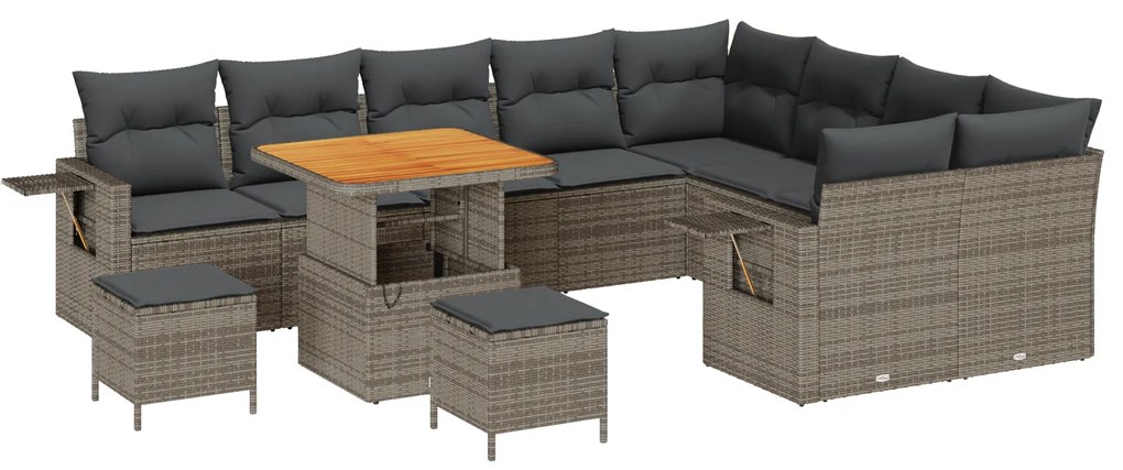vidaXL Σετ Καναπέ Κήπου με μαξιλάρι 12 pcs Γκρι 80 x 80 x 71 cm