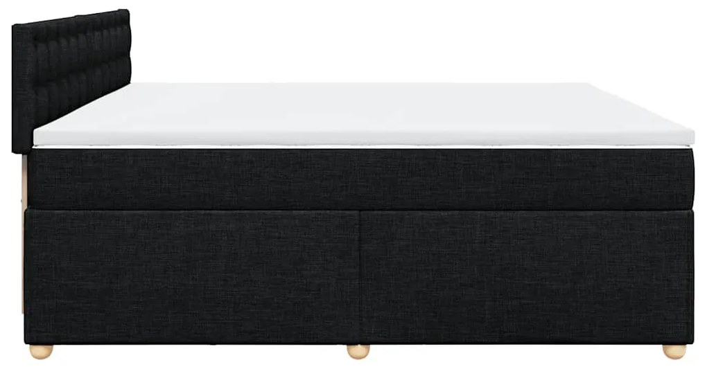 vidaXL Κρεβάτι Boxspring με Στρώμα Μαύρο 200x200 εκ. Υφασμάτινο