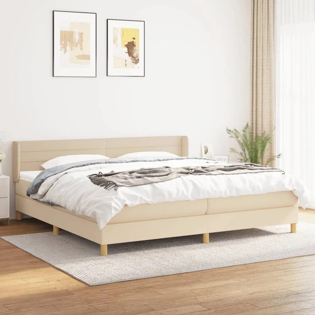 ΚΡΕΒΑΤΙ BOXSPRING ΜΕ ΣΤΡΩΜΑ ΚΡΕΜ 200X200 ΕΚ. ΥΦΑΣΜΑΤΙΝΟ 3130382