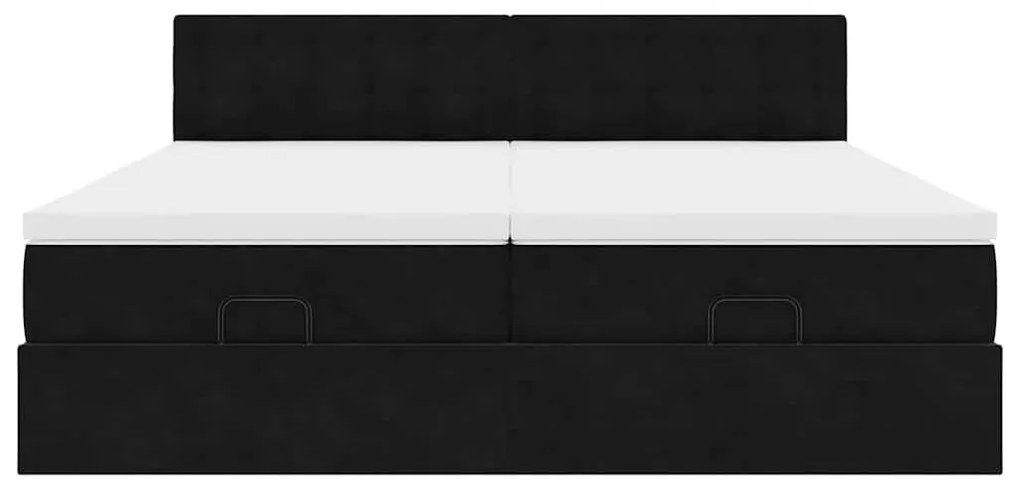 vidaXL Οθωμανικό κρεβάτι με στρώματα Μαύρο 180x200cm Velvet