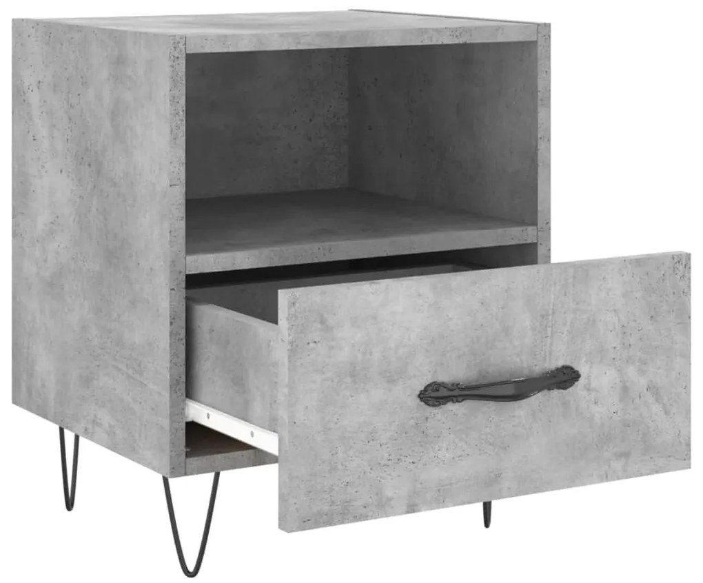 vidaXL Κομοδίνα 2 τεμ. Γκρι Σκυροδεμ. 40 x 35 x 47,5 εκ. Επεξεργ. Ξύλο