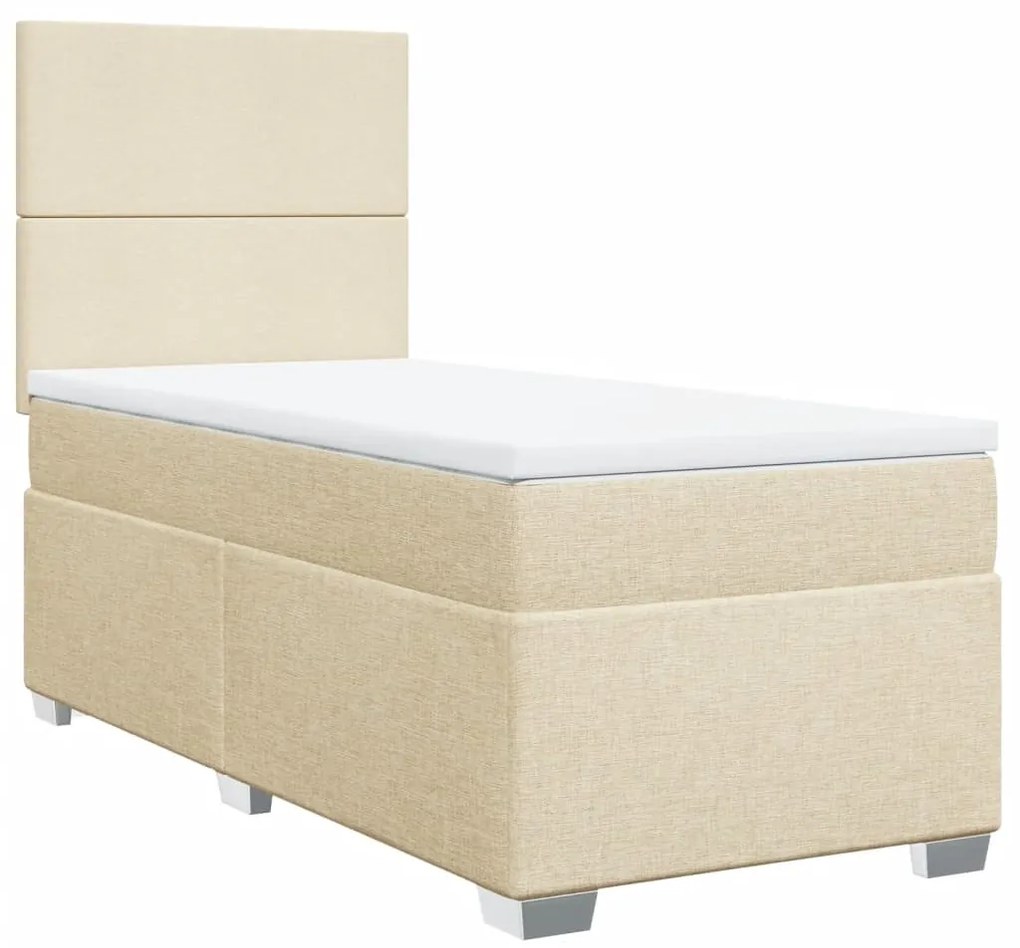 Κρεβάτι Boxspring με Στρώμα Κρεμ 90x190 εκ.Υφασμάτινο - Κρεμ